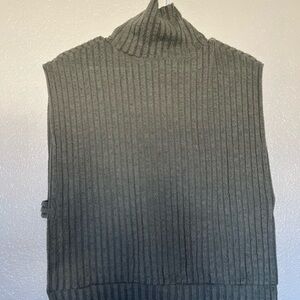 Light Green Ribbed Turtleneck Sweater Vest